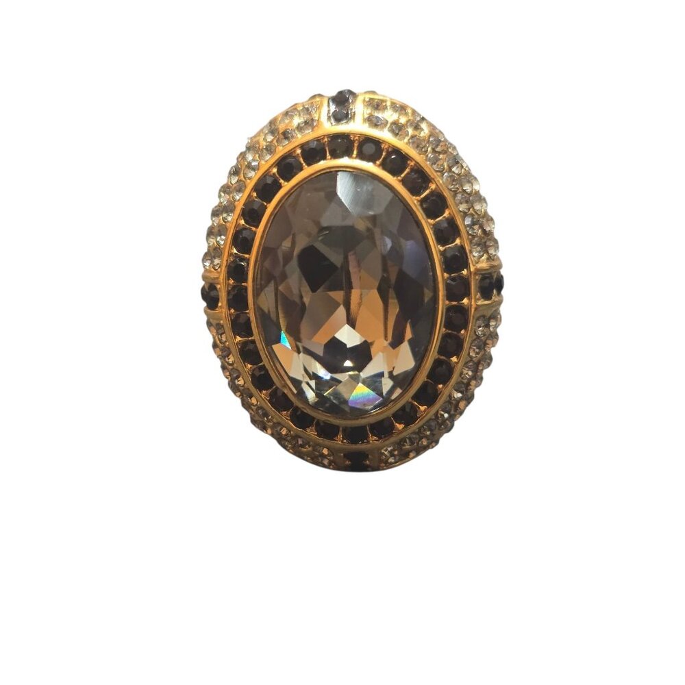 Vintage Akkad Signed Rhinestone Cocktail Ring Size 8 (A9251)